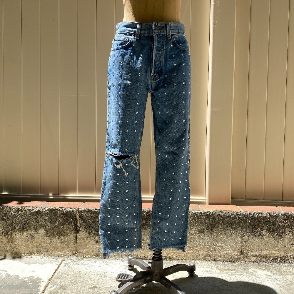 Carmar Distressed Rhinestone Jeans - Picture 2 of 11
